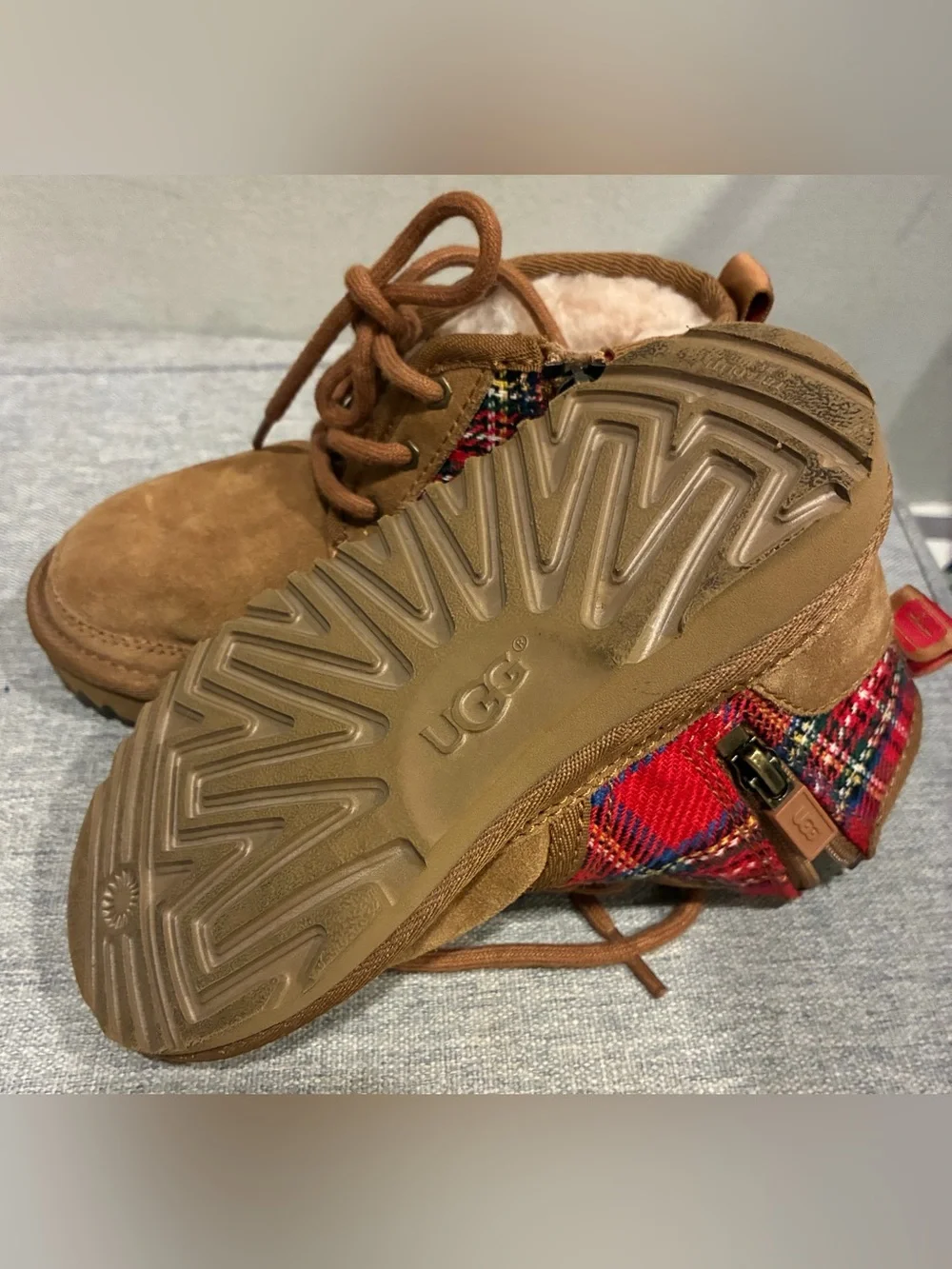 UGG Toddler Neumel II Plaid Heritage Suede Boots Size 10